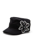Sequins Beaded 3D Flower Statement Cadet Hat