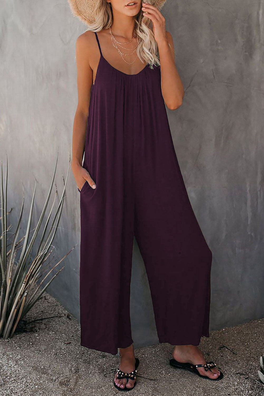 Women’s Pleated Chest Cross-Strap Jumpsuit