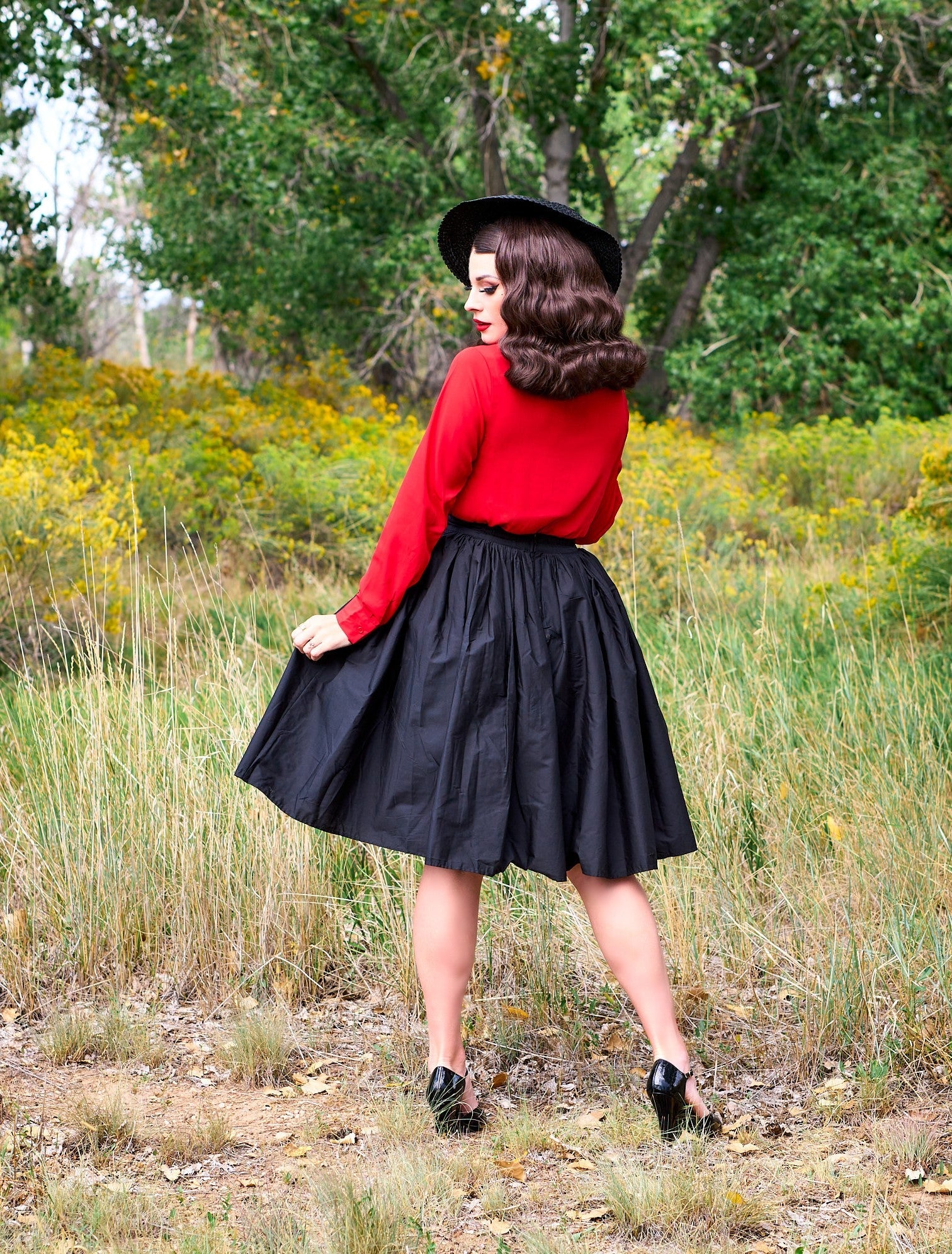 Helen Retro Blouse in Red - Plus Sizes only
