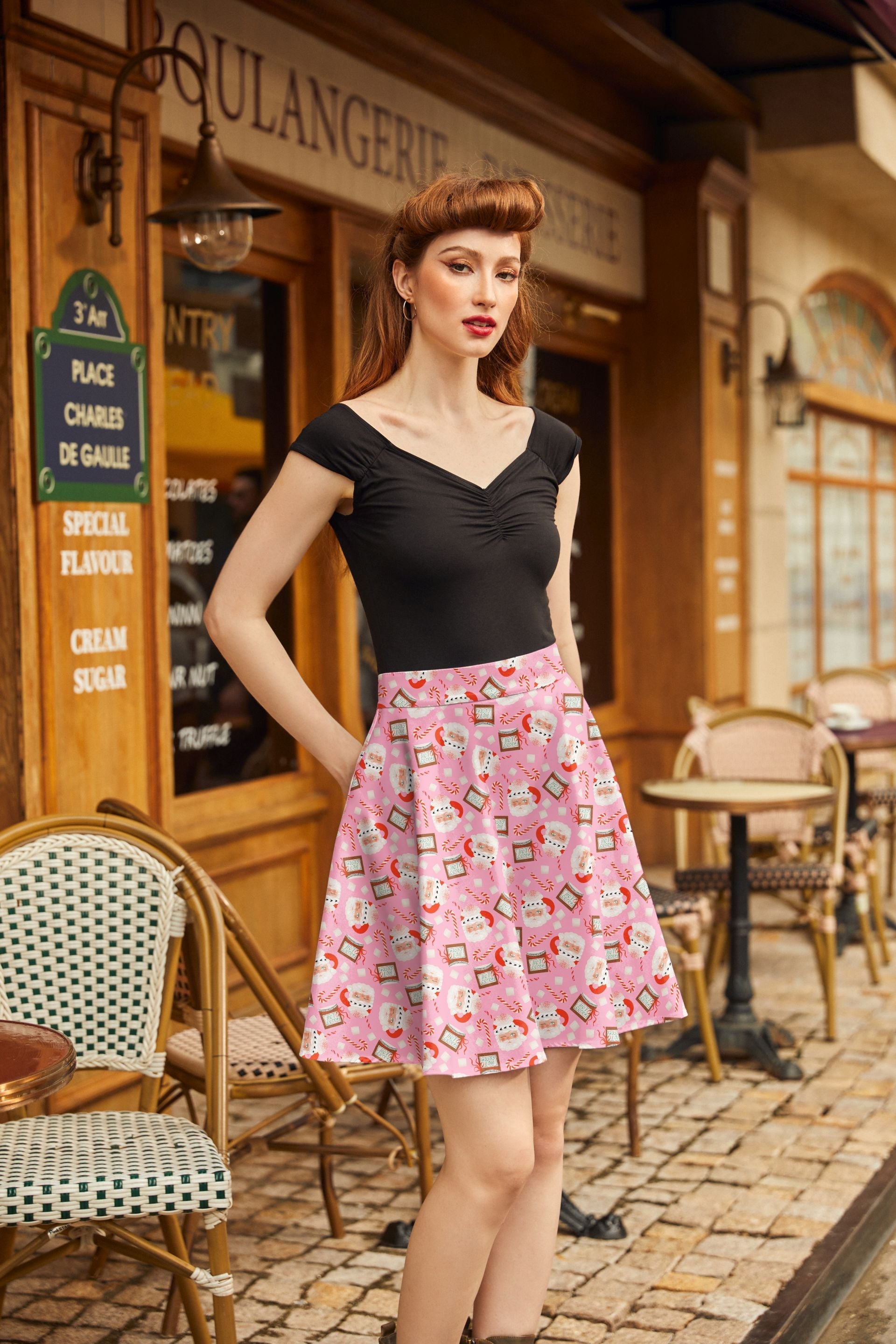 Santa Mugs Skater Skirt
