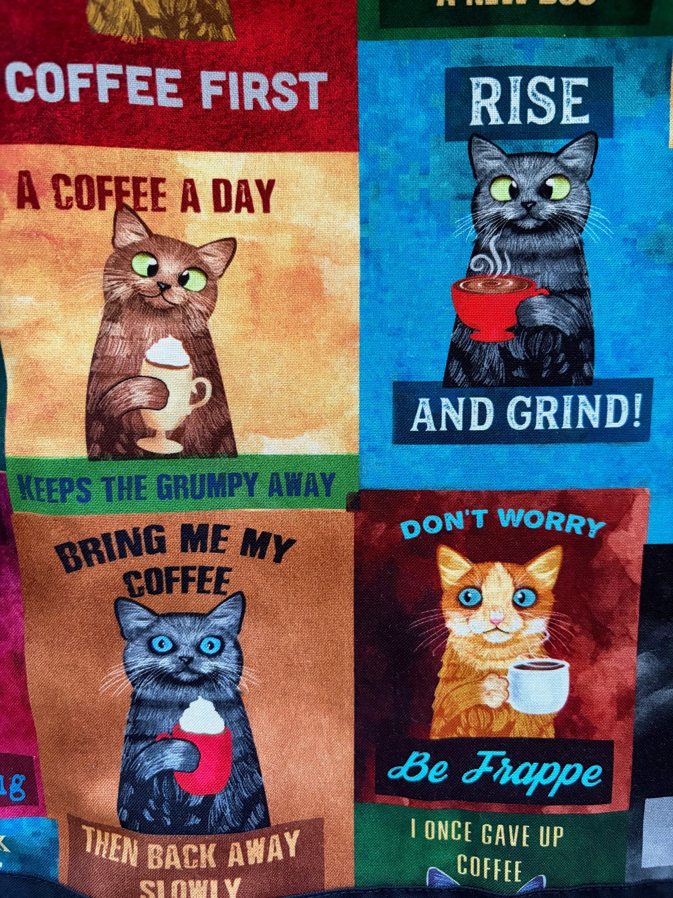Cats & Coffee Collared Dress - 4X only, 1 left!