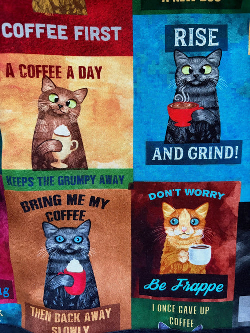 Cats & Coffee Collared Dress - 4X only, 1 left!